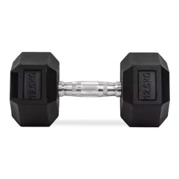 Haltères hexagonaux en caoutchouc de 12,5 kg, paire