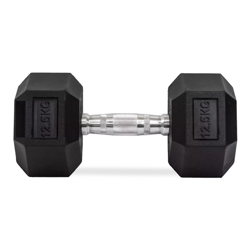 Hexagonal Rubber Dumbbells from 2.5 to 70 kg - Pair