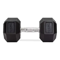 Haltères hexagonaux en caoutchouc de 17,5 kg, paire