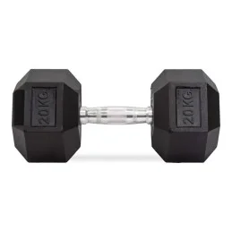 Haltères hexagonaux en caoutchouc de 20 kg, paire