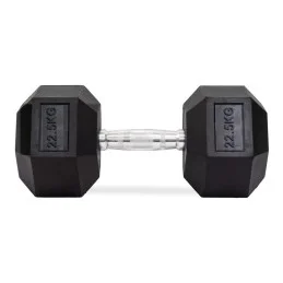 Haltères hexagonaux en caoutchouc de 22,5 kg, paire