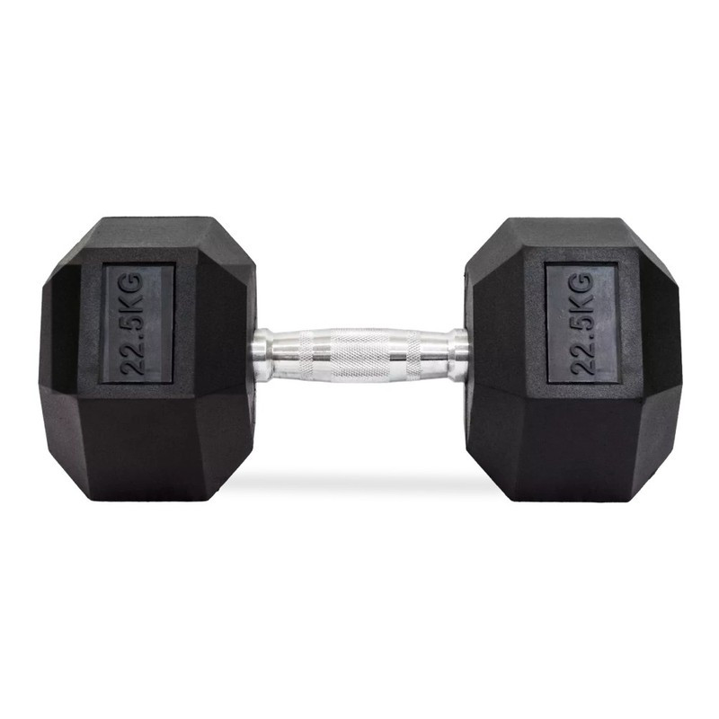 Hexagonal Rubber Dumbbells from 2.5 to 70 kg - Pair