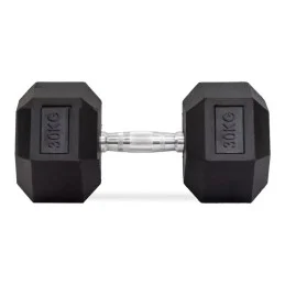 30 kg rubber hex dumbbells, pair