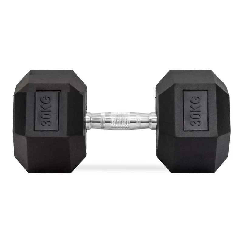 Hexagonal Rubber Dumbbells from 2.5 to 70 kg - Pair