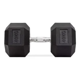 Haltères hexagonaux en caoutchouc de 40 kg, paire
