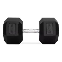 Haltères hexagonaux en caoutchouc de 42,5 kg, paire
