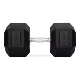 Haltères hexagonaux en caoutchouc de 50 kg, paire