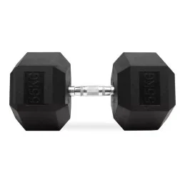 Haltères hexagonaux en caoutchouc de 55 kg, paire