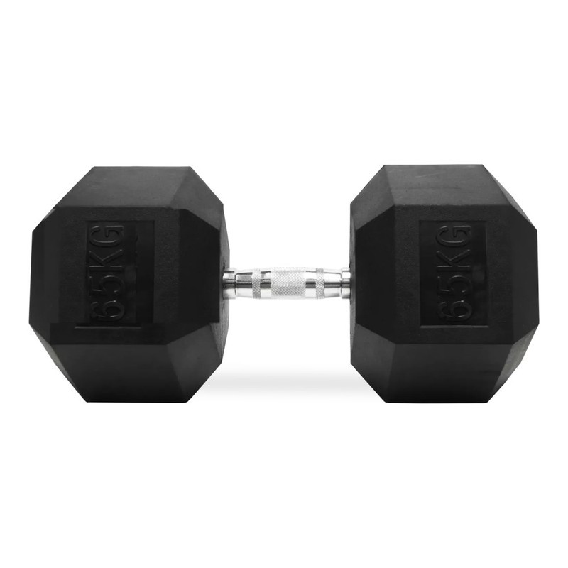 Hexagonal Rubber Dumbbells from 2.5 to 70 kg - Pair