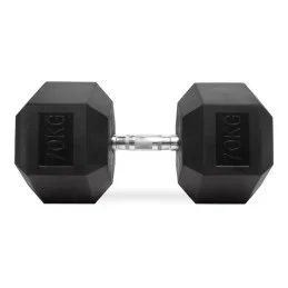 Haltères hexagonaux en caoutchouc de 70 kg, paire