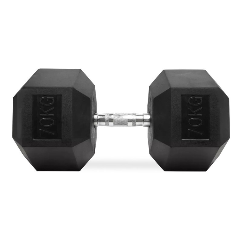 Hexagonal Rubber Dumbbells from 2.5 to 70 kg - Pair