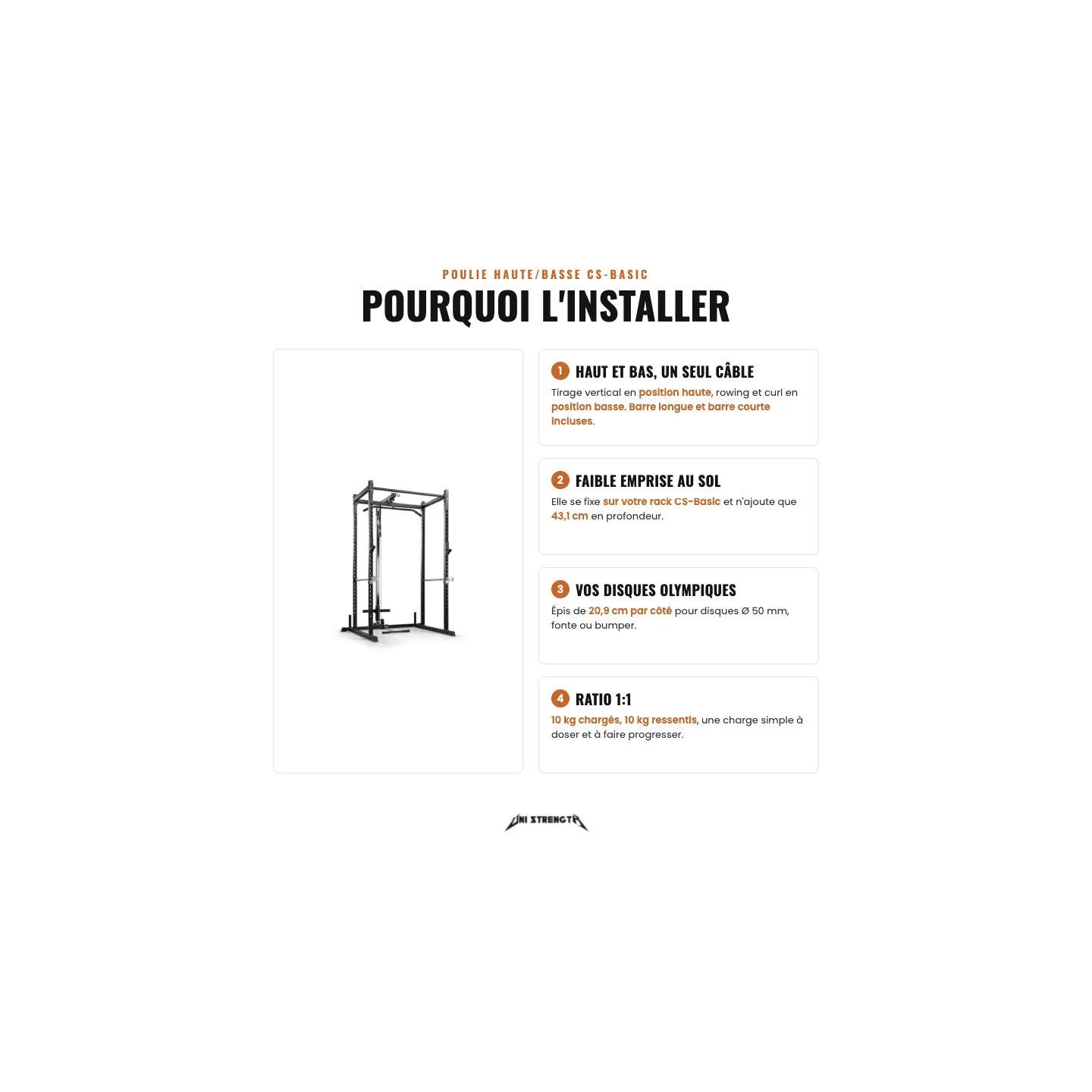 Polea alta/baja CS-Basic para power rack - vista 3