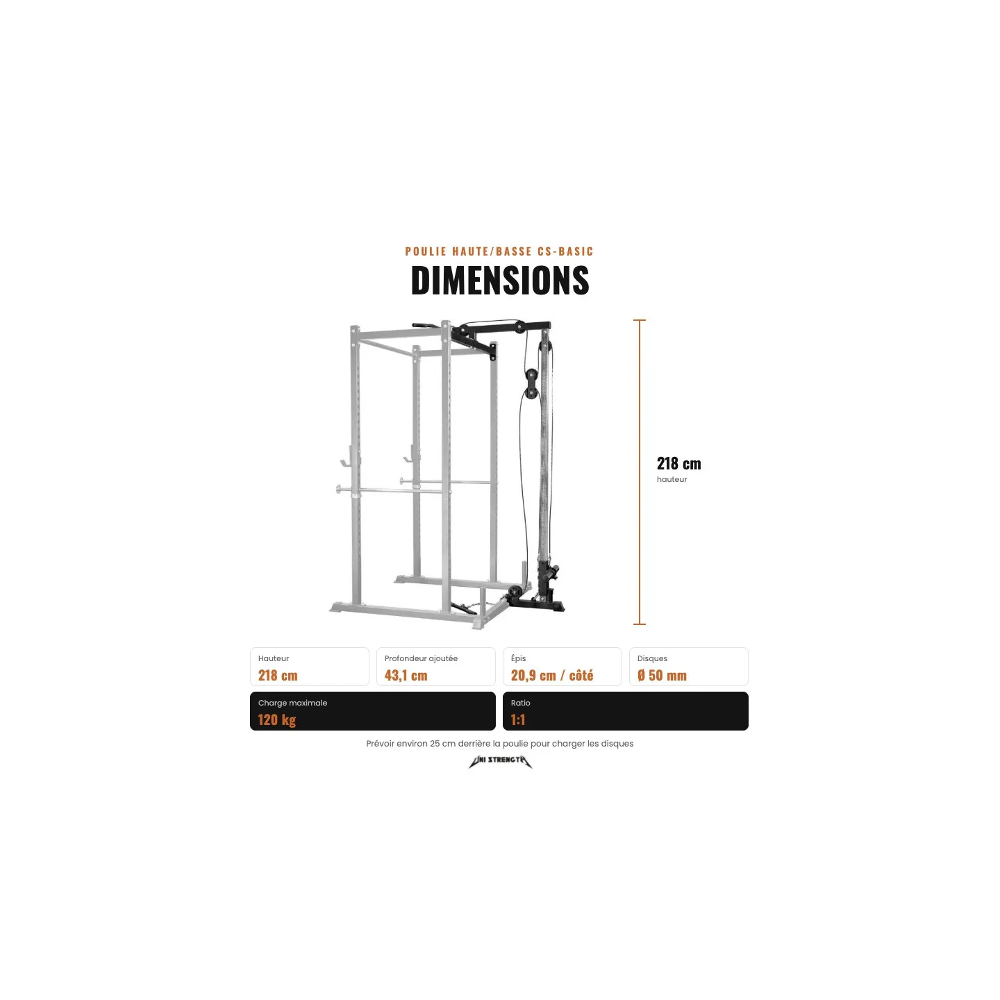 Polea alta/baja CS-Basic para power rack - vista 5