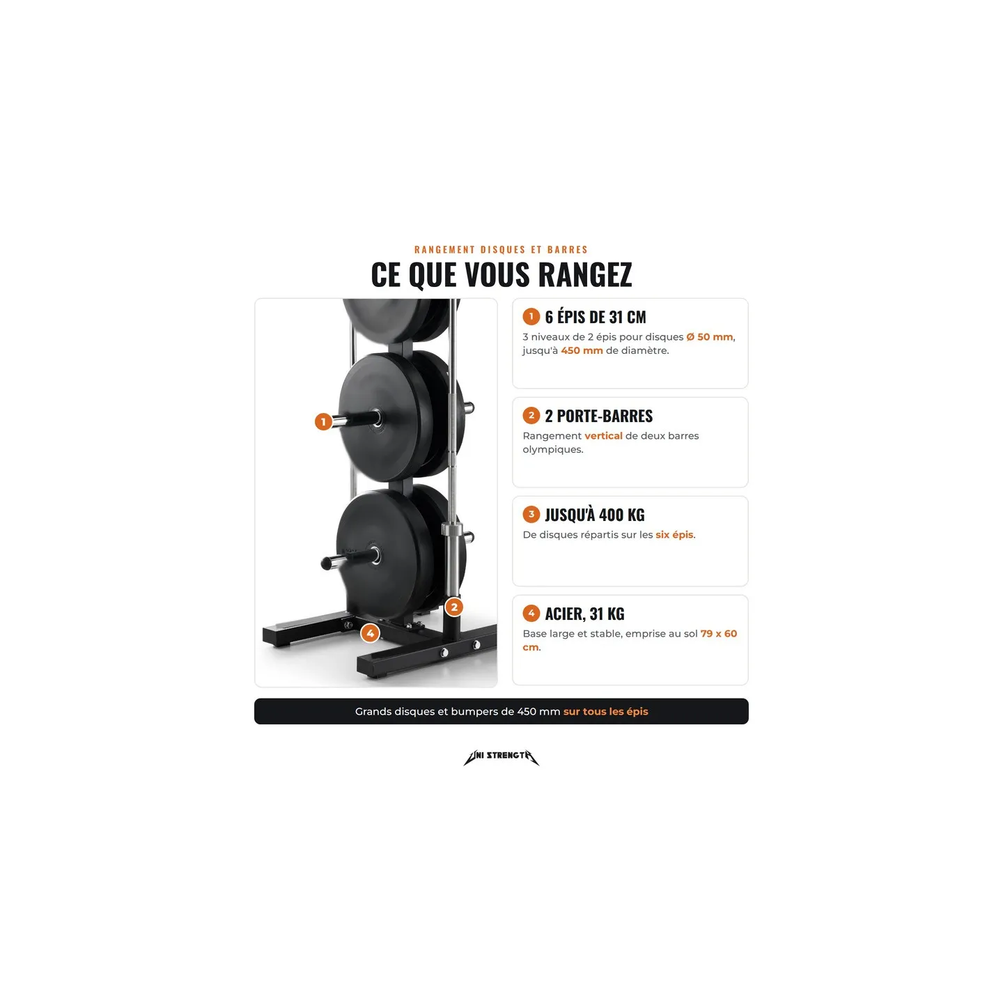 Supporto barre olimpiche - Portapesi (50 mm) - vista 4