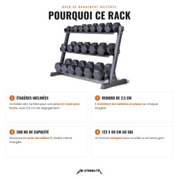 Perché questo rack, ripiani inclinati, bordo di 2,5 cm, 500 kg, 122 x 60 cm a terra