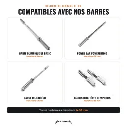 Colliers compatibles avec nos barres à manchons de 50 mm