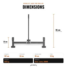 Deadlift Jack Pro Roller, dimensions 107 x 53 x 95 cm