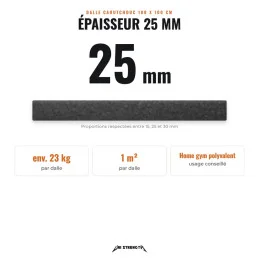 Rubber tile 25 mm, approx. 23 kg