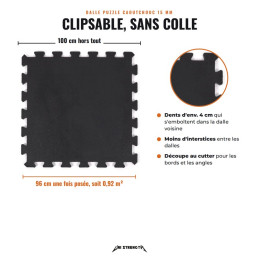 Loseta puzzle encajable, 100 cm en total y 96 cm colocada