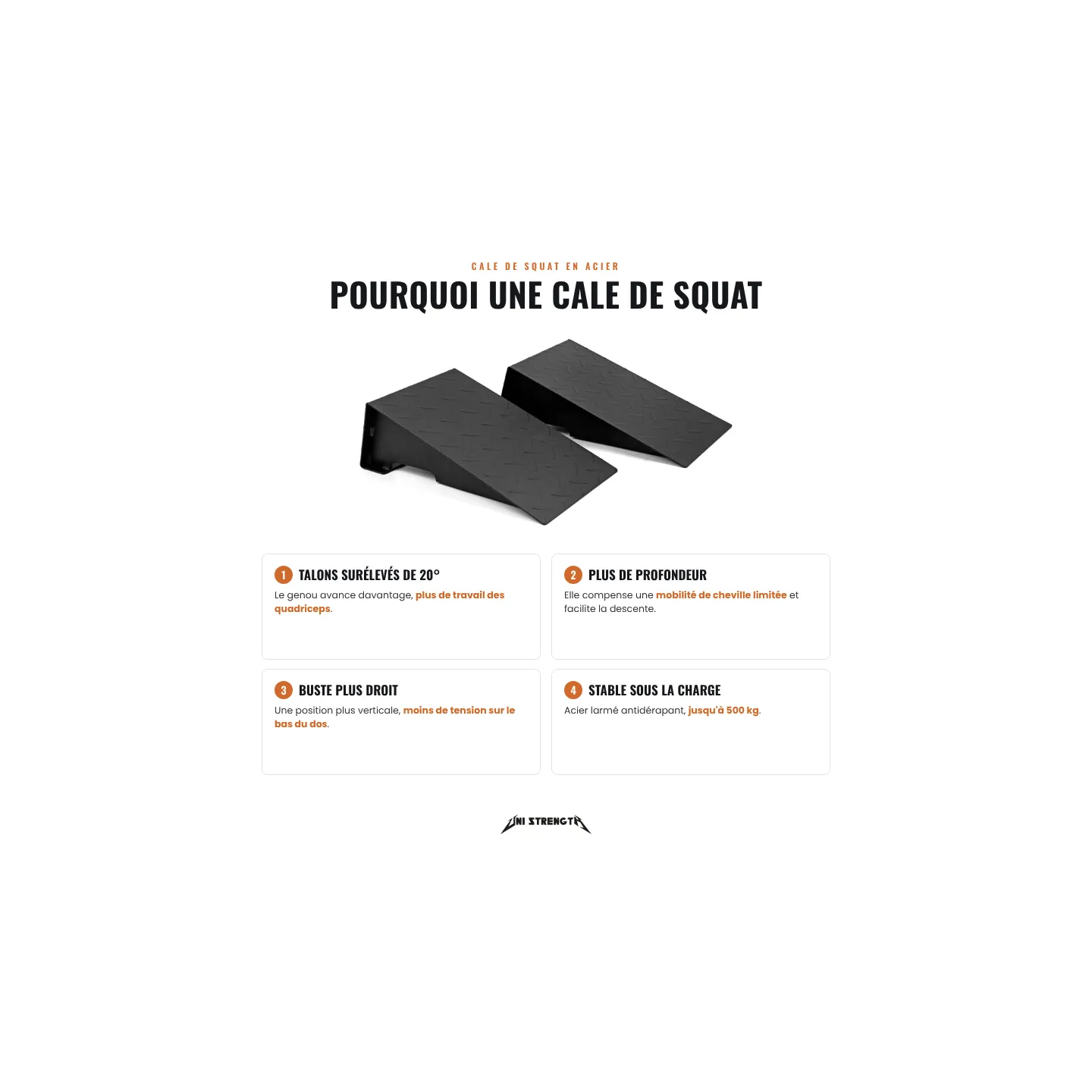 Cuña para Sentadilla de Acero, Squat Wedge 20° para Cuádriceps (par) - vista 2