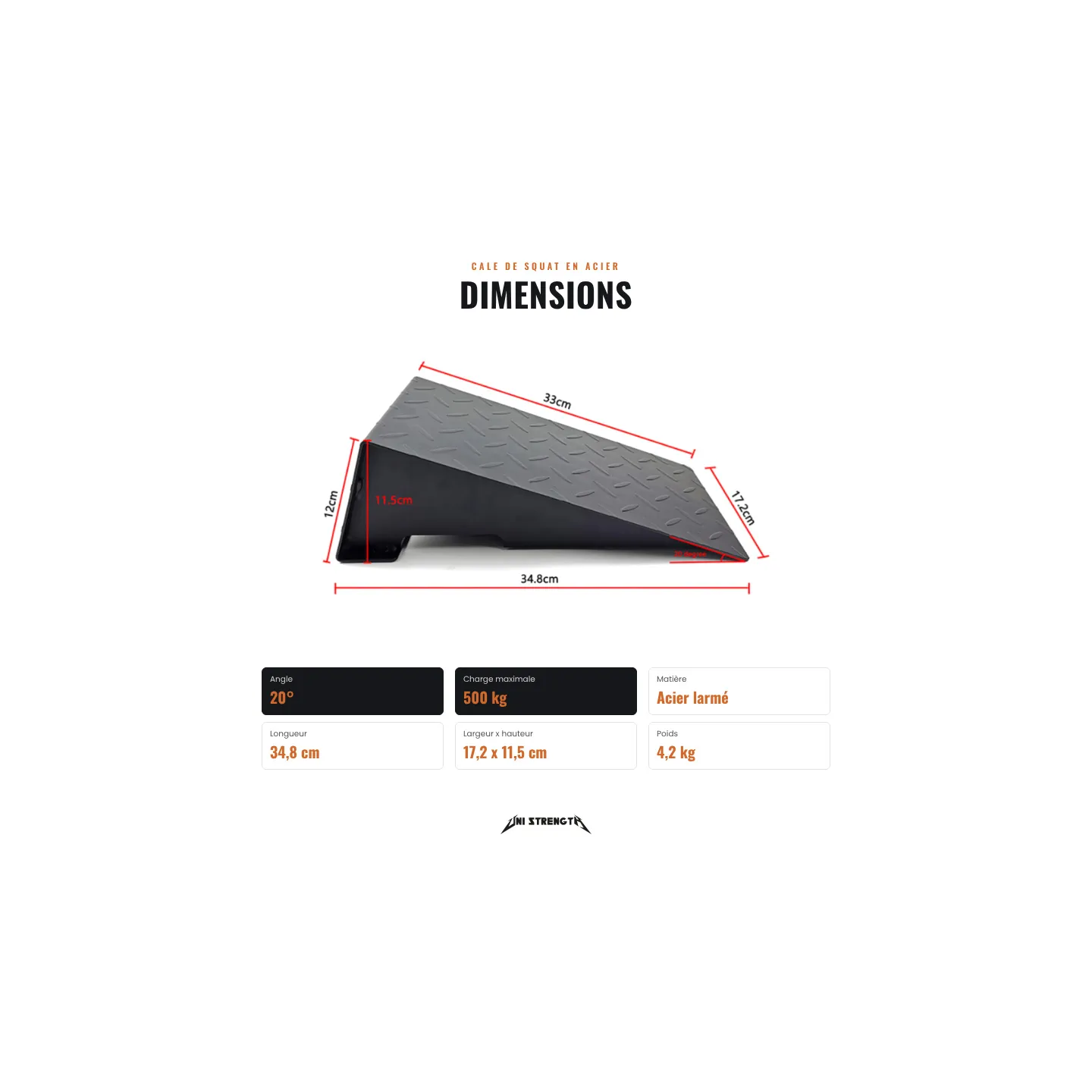 Cuña para Sentadilla de Acero, Squat Wedge 20° para Cuádriceps (par) - vista 4