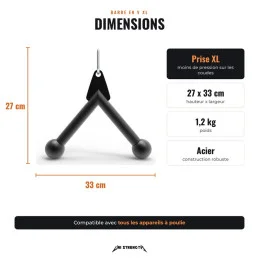 Dimensions de la barre en V XL
