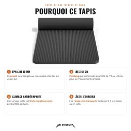 Pourquoi ce tapis de sol, épais de 10 mm, 185 x 61 cm, antidérapant, s'enroule