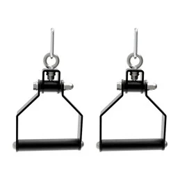 Pair of Pro Series rotating D-handles for cable machines, black steel