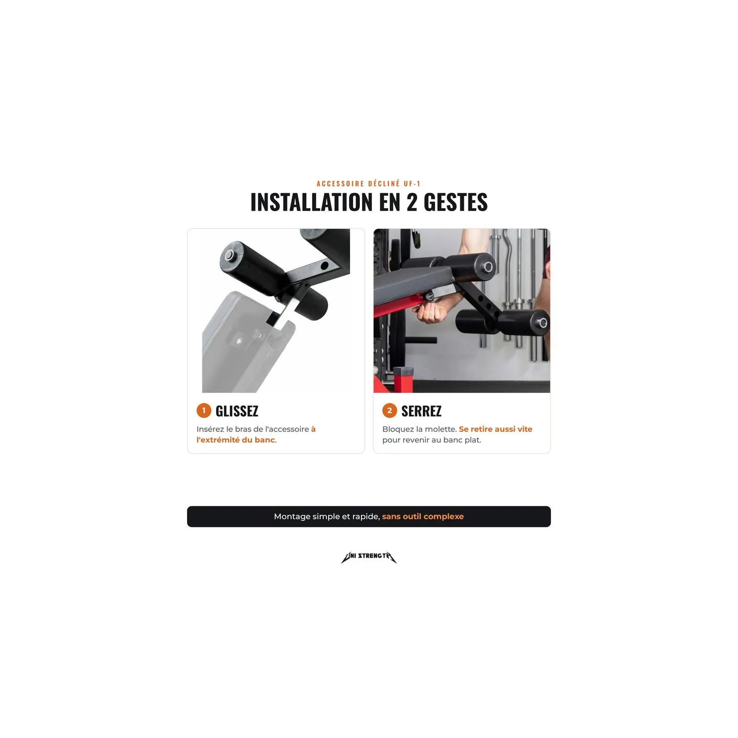 UF-1 Decline Attachment for Weight Bench, Leg Roller for Zero Gap+ and UF-5 - view 5