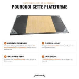 Pourquoi cette plateforme de deadlift, plus longue qu'une barre olympique