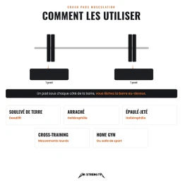 Comment utiliser les crash pads, un pad sous chaque côté de la barre