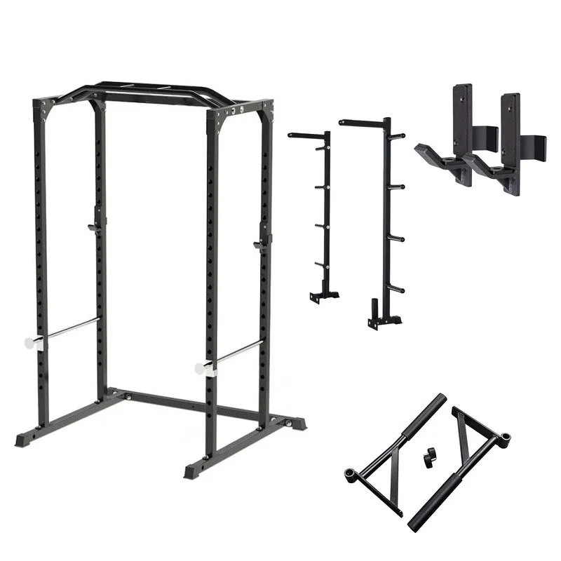 Pack CS-Basic : cage à squat, barres de dips, seconde paire de crochets en J et extension de rangement