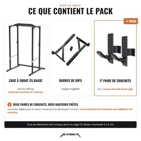 Pack CS-Basic | Cage à squat, dips et crochets en J - vue 2