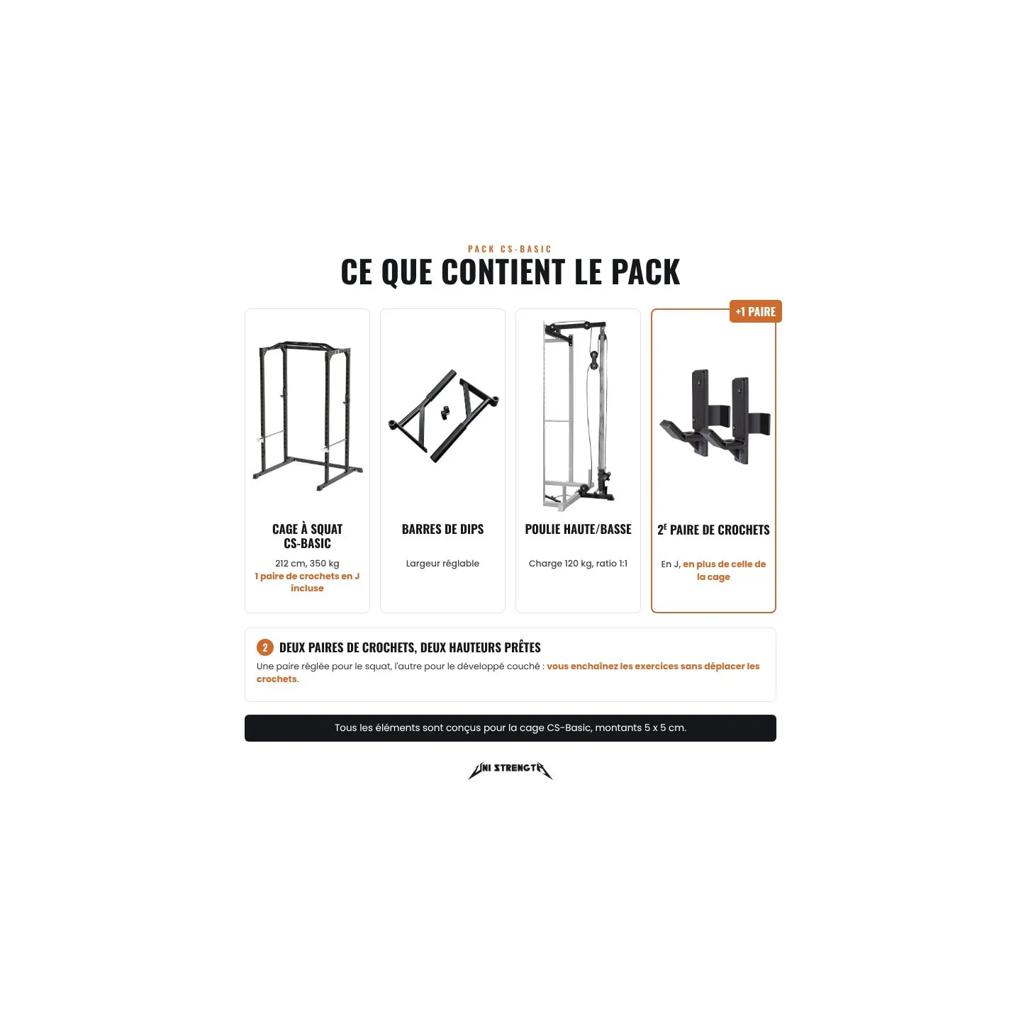 CS-Basic Pack | Squat Cage, Dips, High/Low Pulley and J-cups - view 2
