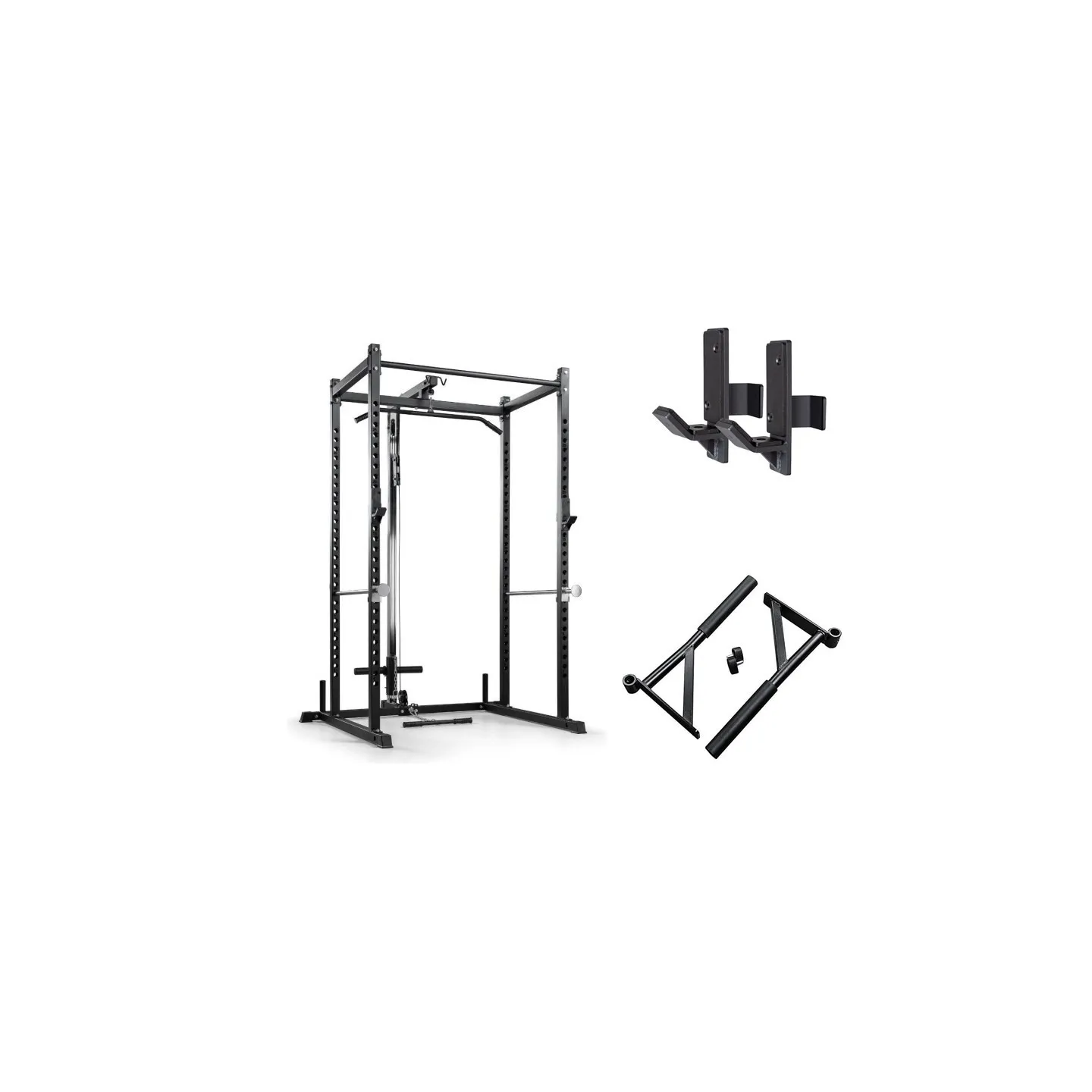 Pack CS-Basic | Cage à squat, dips, poulie haute/basse et crochets en J